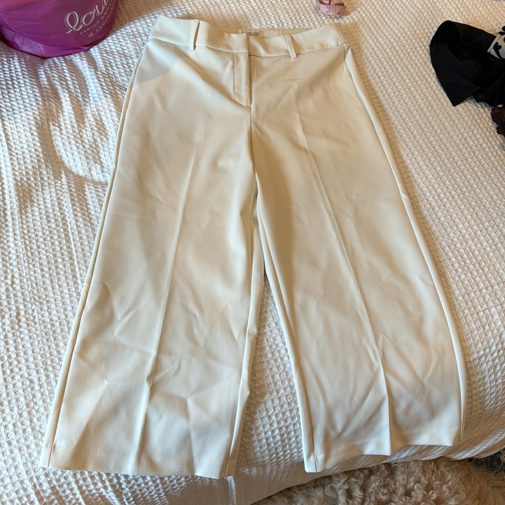 Cream High Rise Crop Pant - Picture 2 of 10